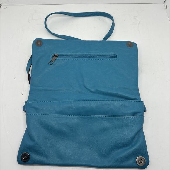Mellow World Rainbow Twisted Crossbody Clutch Turquoise w/ Shoulder Strap - NICE - Picture 4 of 8